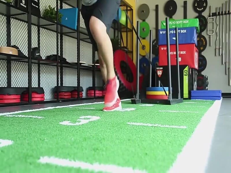 Cross-section of high-density gym turf